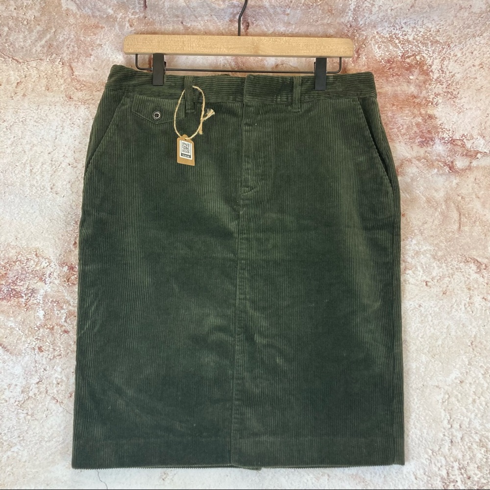 Dark Olive Green Corduroy Midi Skirt | LRL